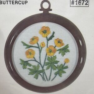 Buttercup Flower Hand Embroidery Studio Twelve Wildwood Stitchkins 1980  Frame